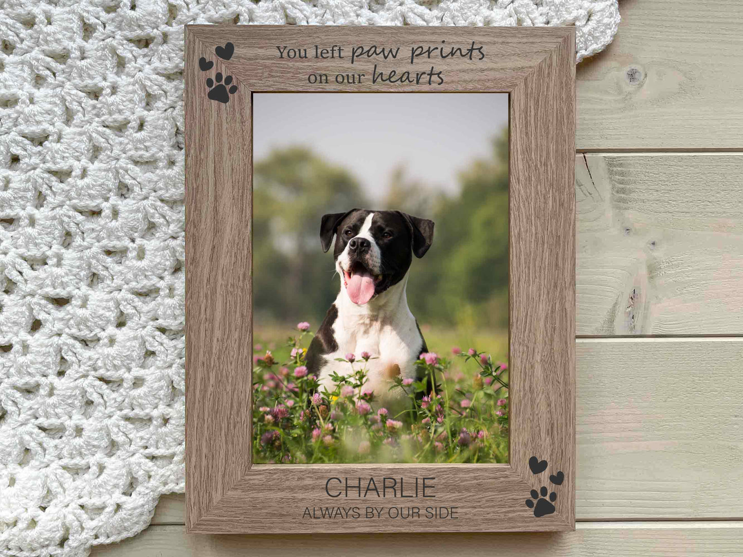 You left paw prints on our hearts pet memorial keepsake frame gift