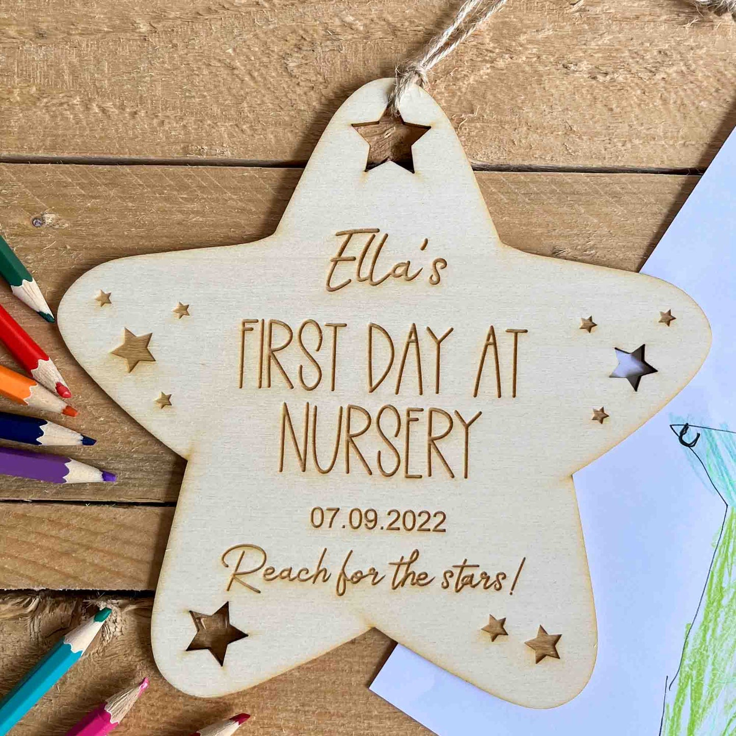 first day at nursery photo prop in shape of a star