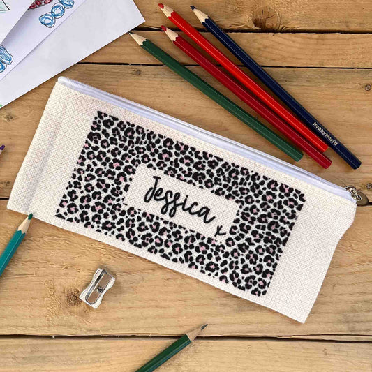 Personalised Leopard Print Pencil Case