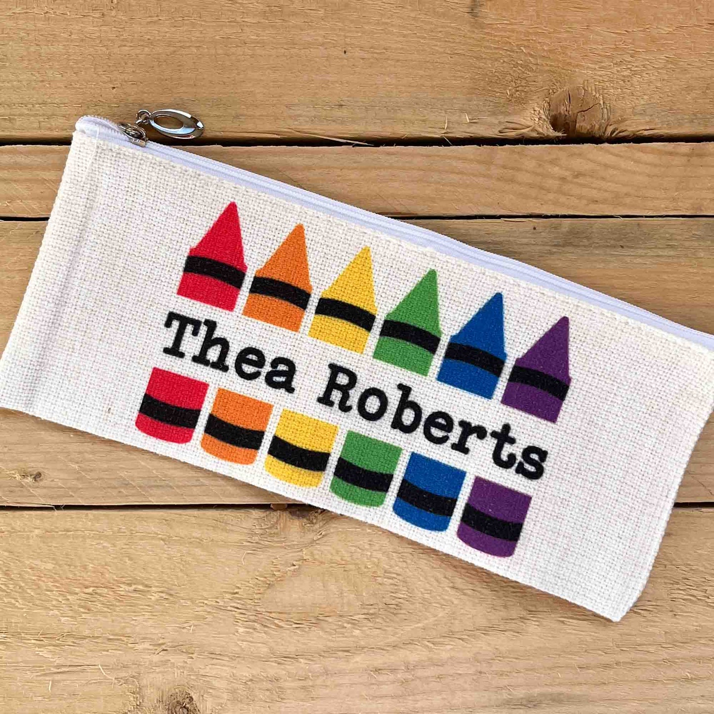 personalised back to school crayon pencile case on its own