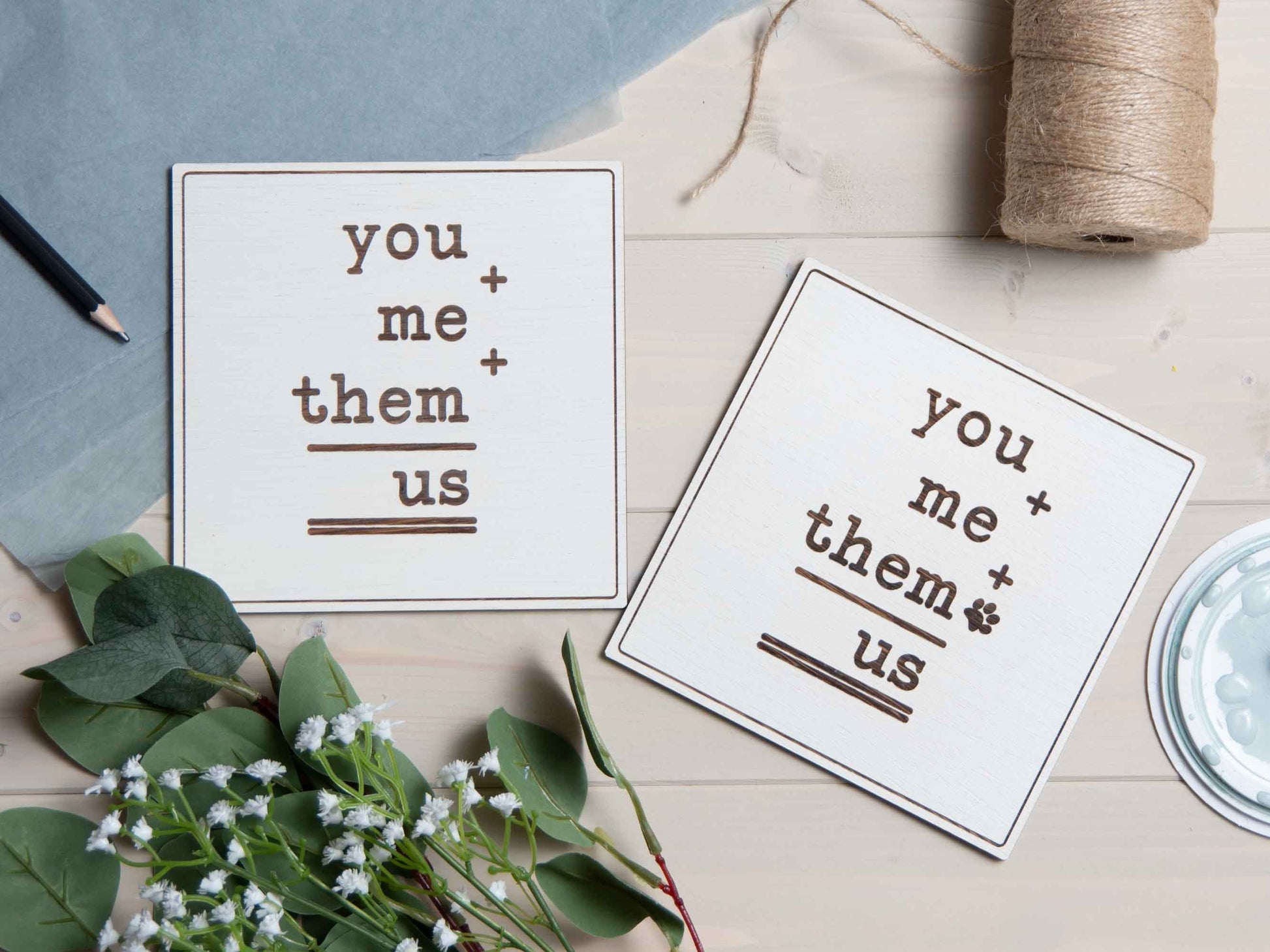 you + me + them = us family sign plaque