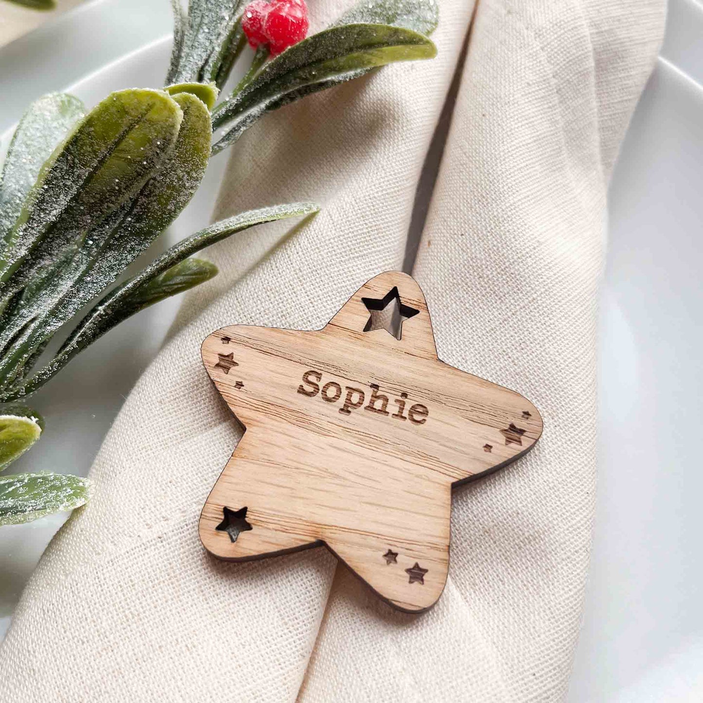 Personalised star christmas place name setting