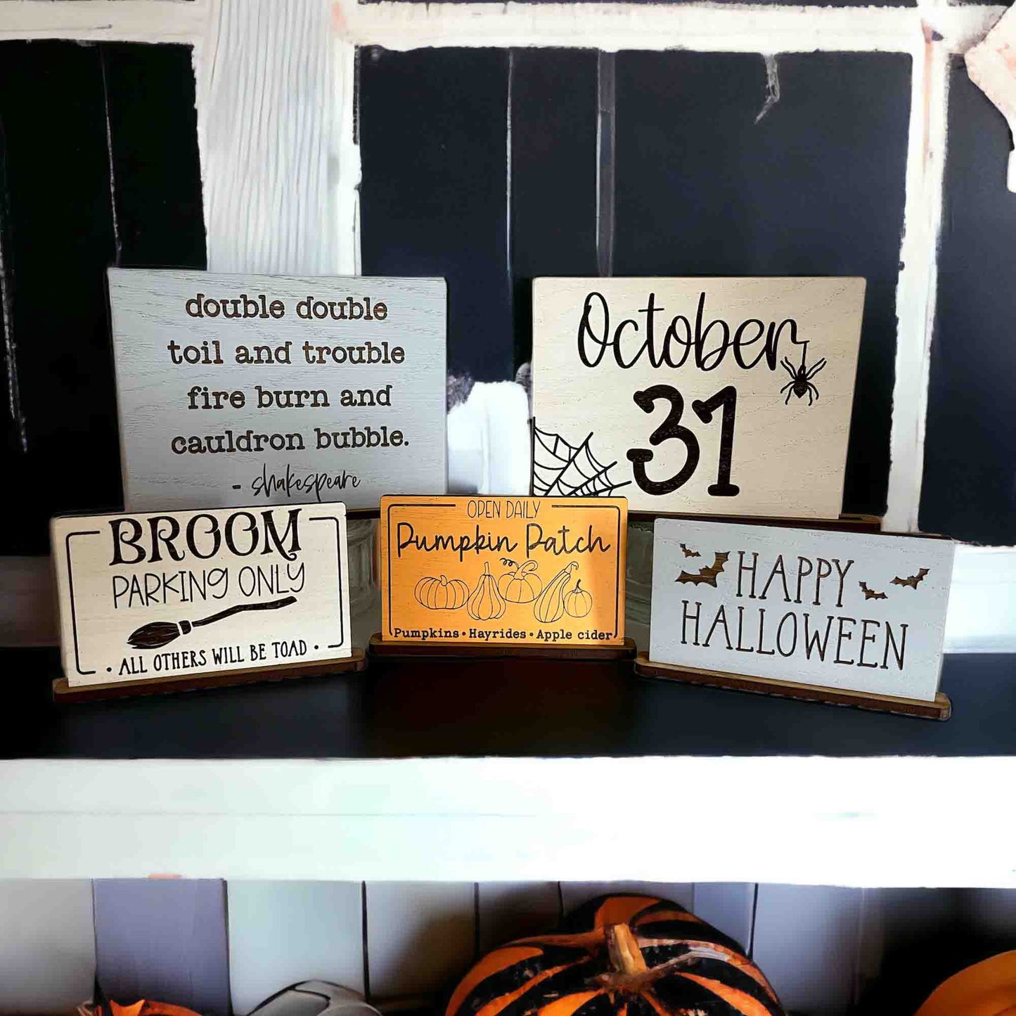 Halloween signs, Halloween decor, Autumn signs, Autumn Decor, Tiered Tray Decor