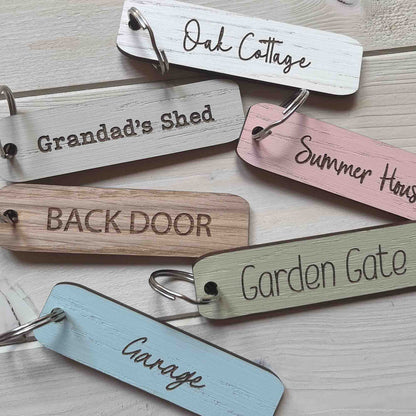 Room name keyring labels Front Door Back Door Garage