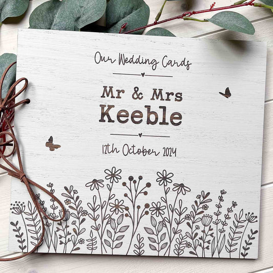 Personalised wedding card keesake storage holder