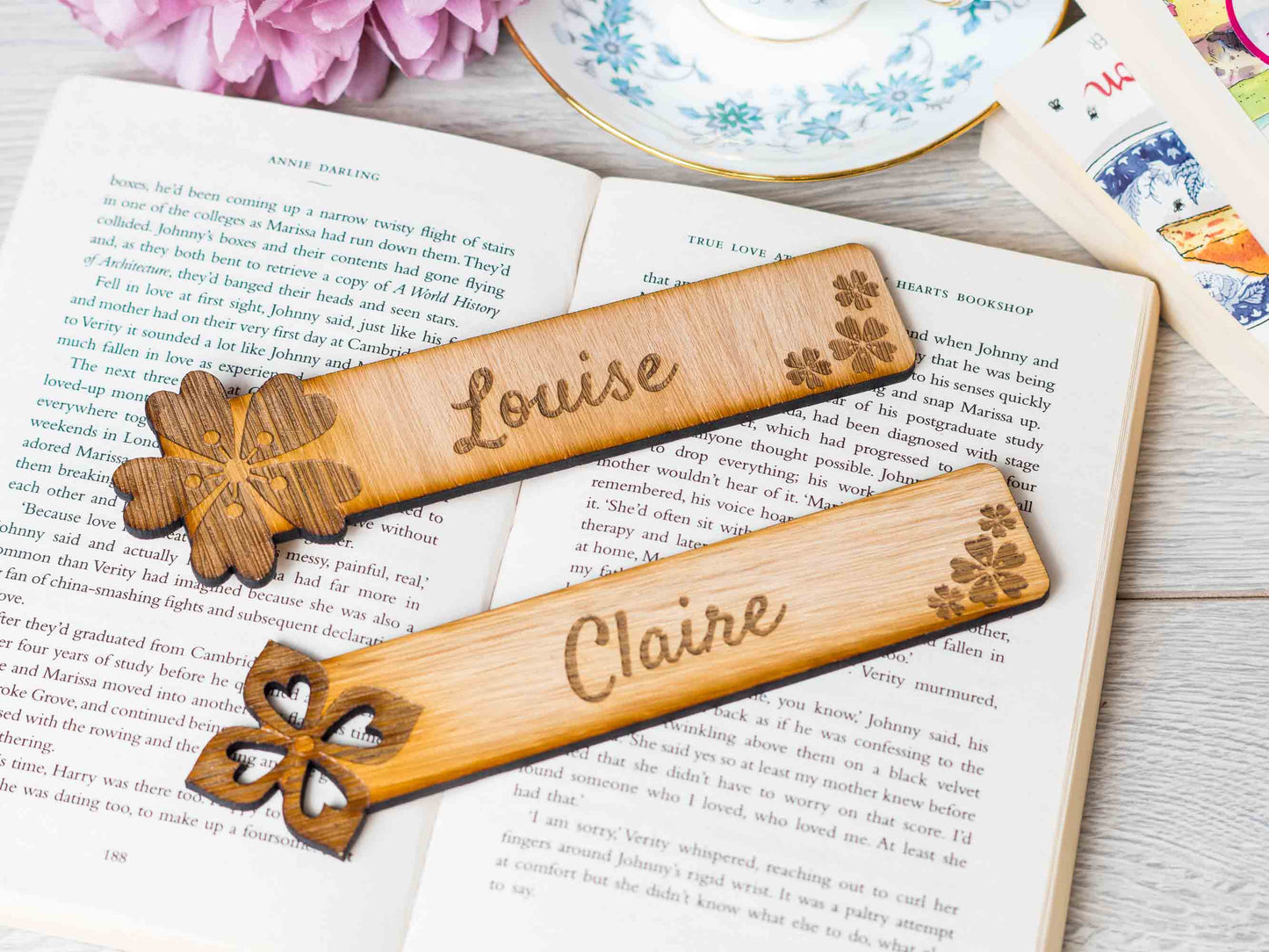 personalised flower bookmark with name