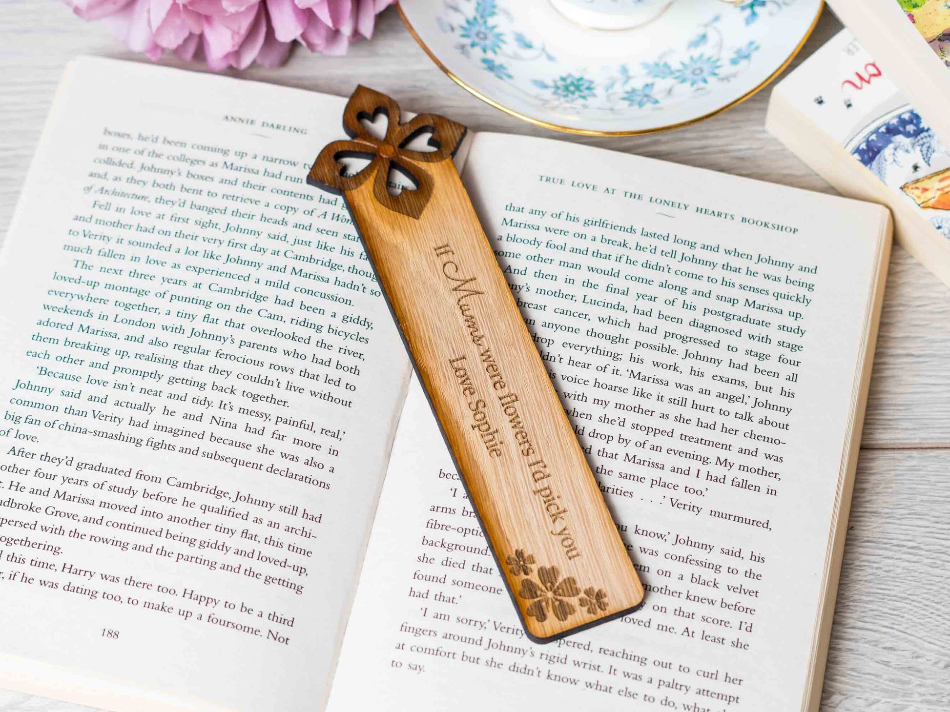 personalised Flower bookmark