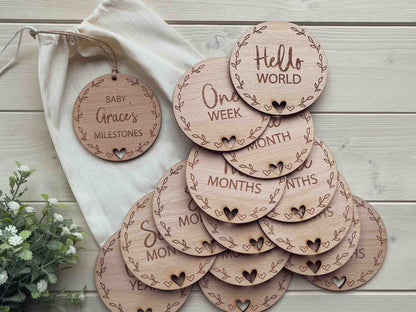 Baby Milestone Wooden Disc Set