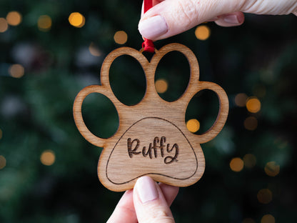 dog cat paw print bauble