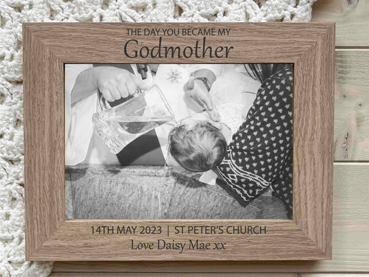 Godmother Photo Frame, Godmother Christening Baptism Gift