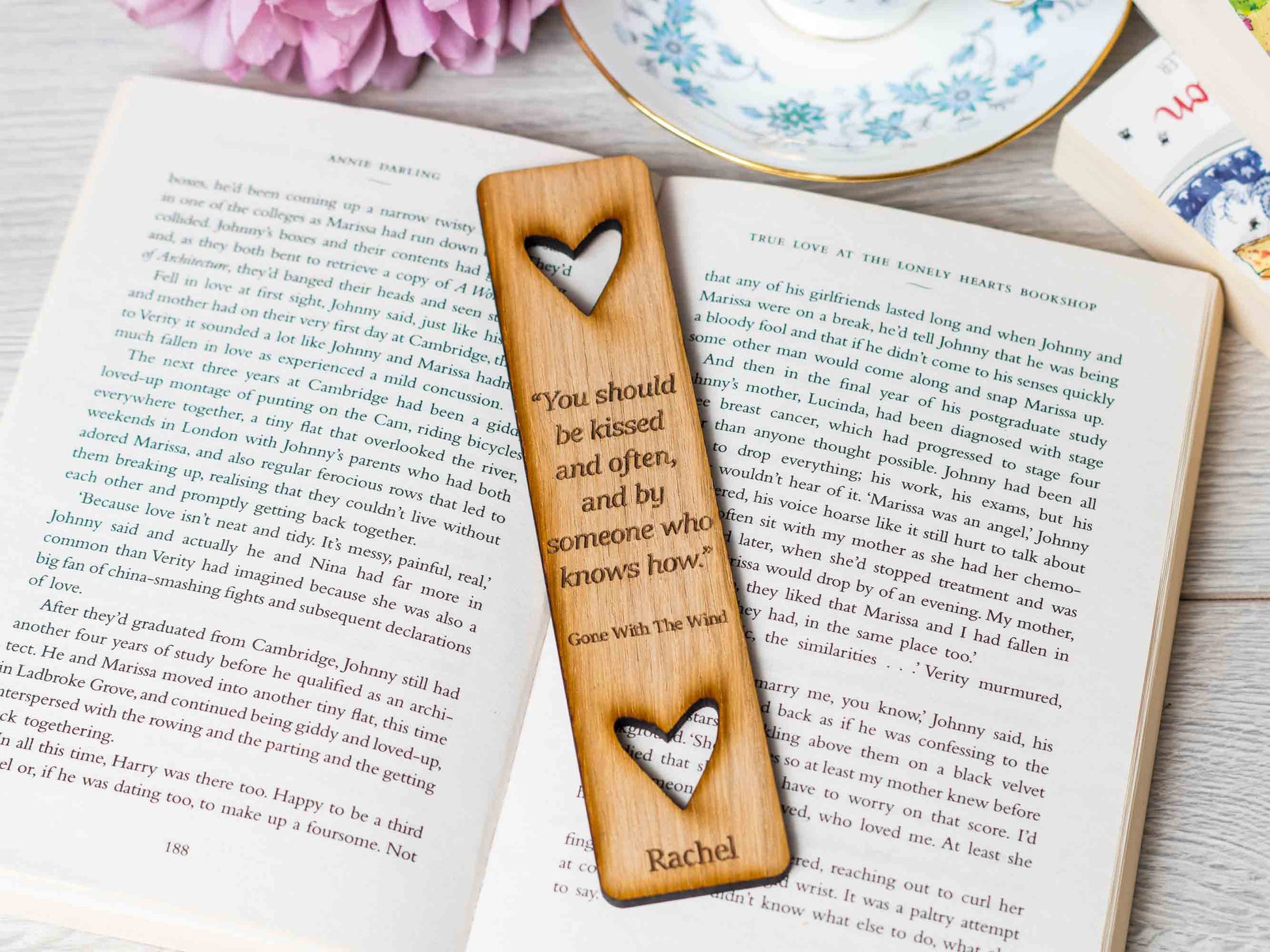 Gone with the wind quote on personalised bookmark