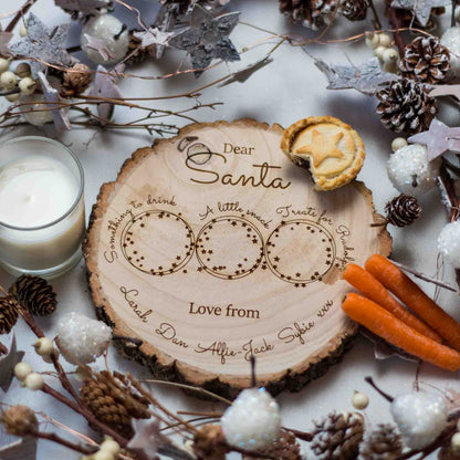 Personalised Log wood slice santa plate