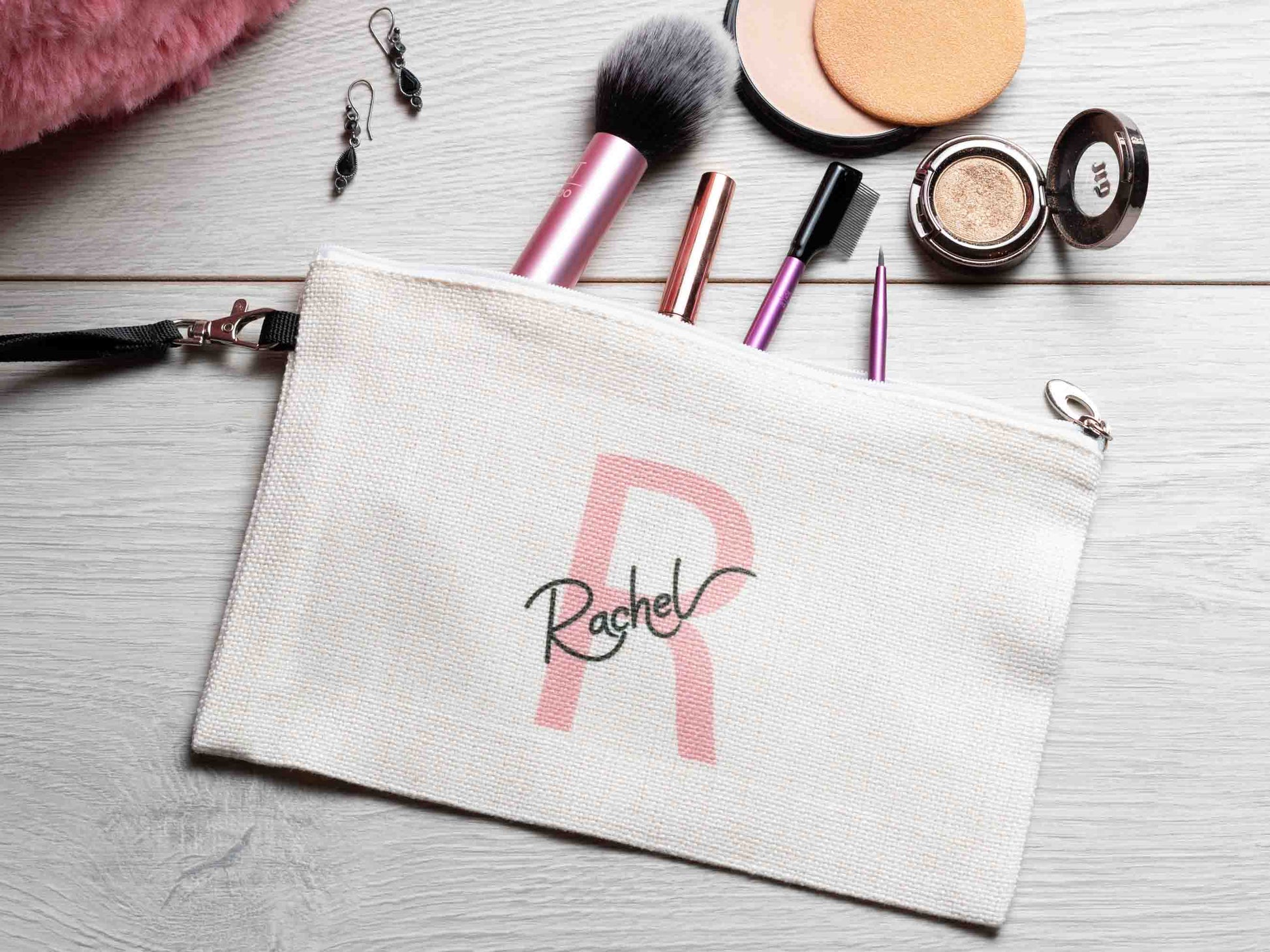 Personalised makeup bag, name & initial