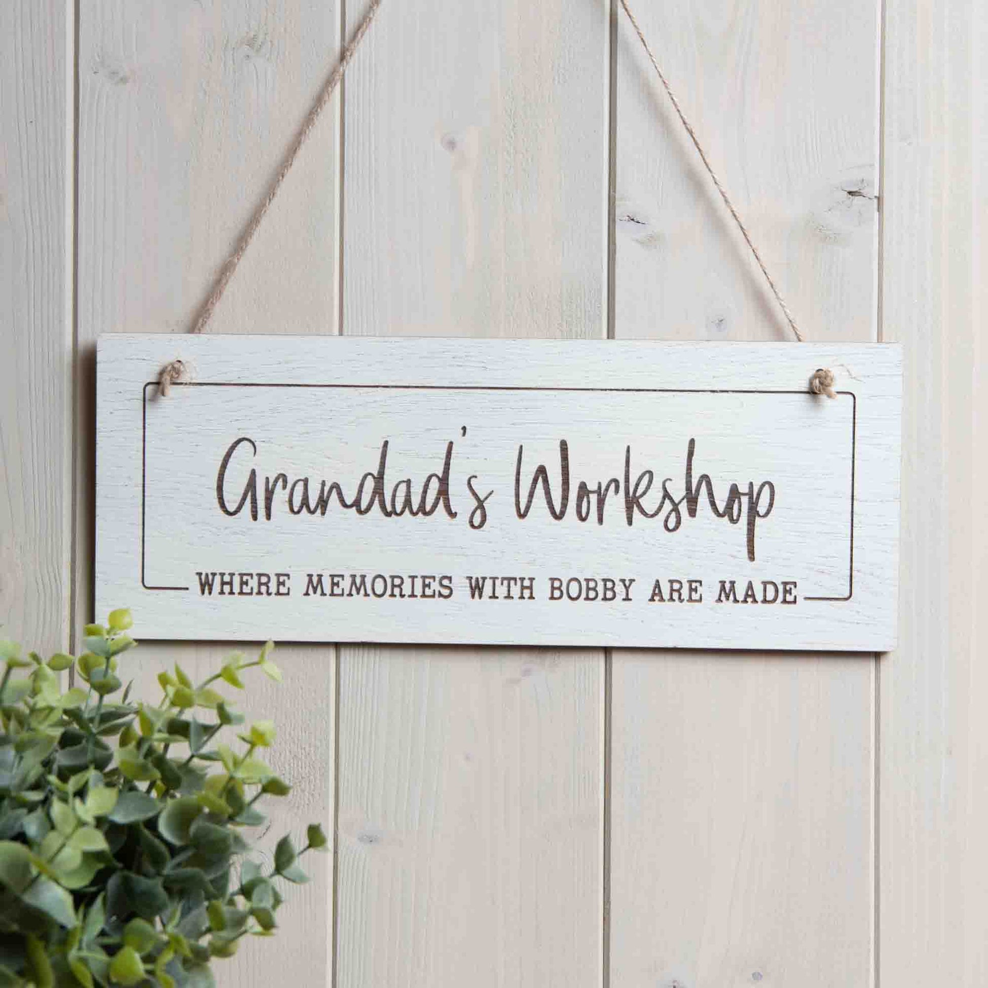 Personalised Workshop sign where memories are made Gift for grandad