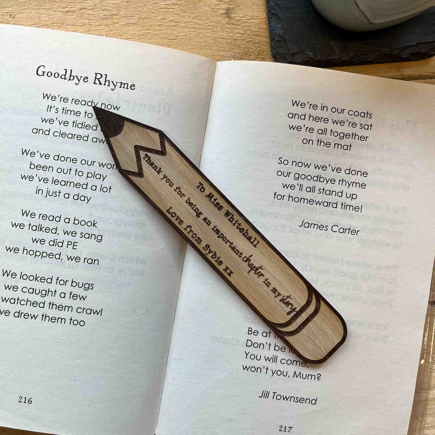 personalised teacher gift bookmark pencil