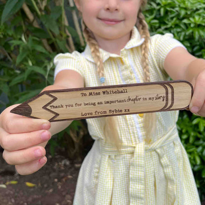 personalised thank you teacher gift pencil bookmark