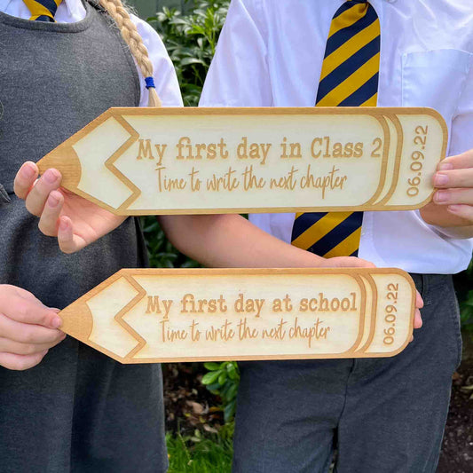 Personalised back to school or first day at school photo prop, personalised with the date