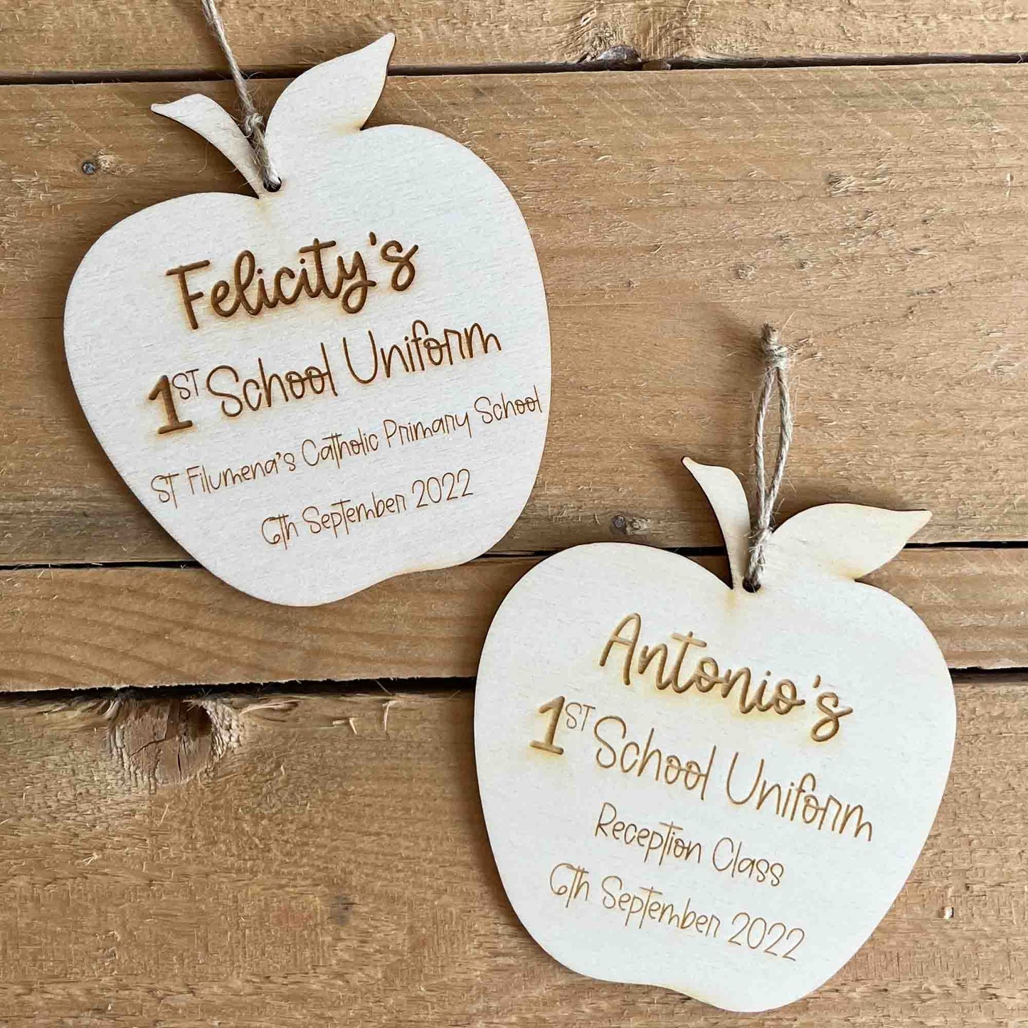 2 different designs for the apple hanger tag for photo props.