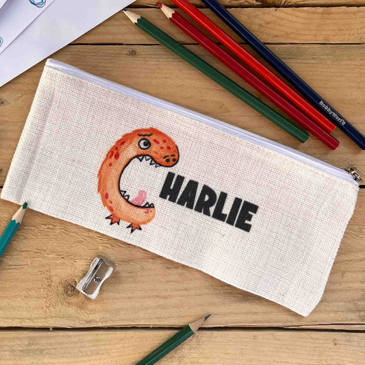 Personalised Pencil Case with monster in shape of a letter used as initial for personalised name