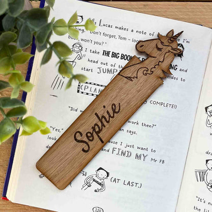 personalised bookmark with unicorn head