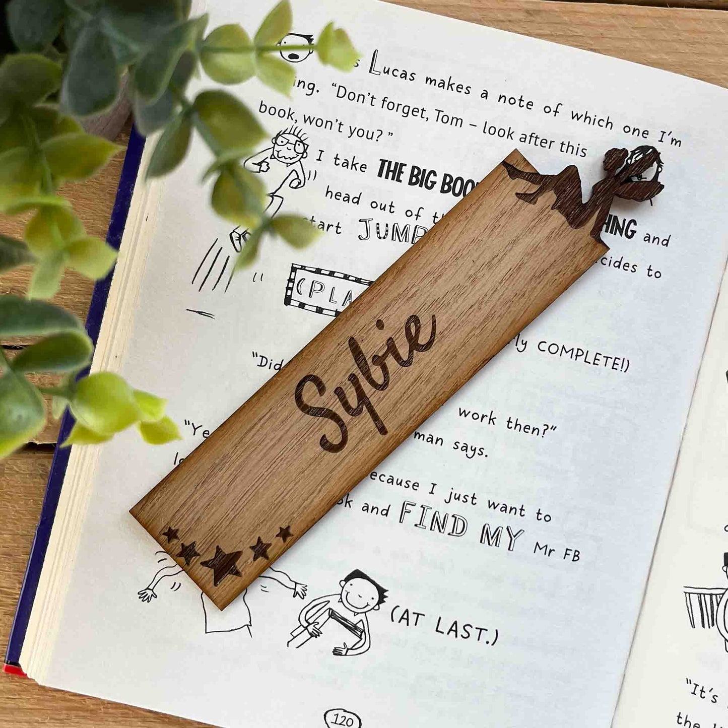 bookmark with fairy sitting at the top personalised with name