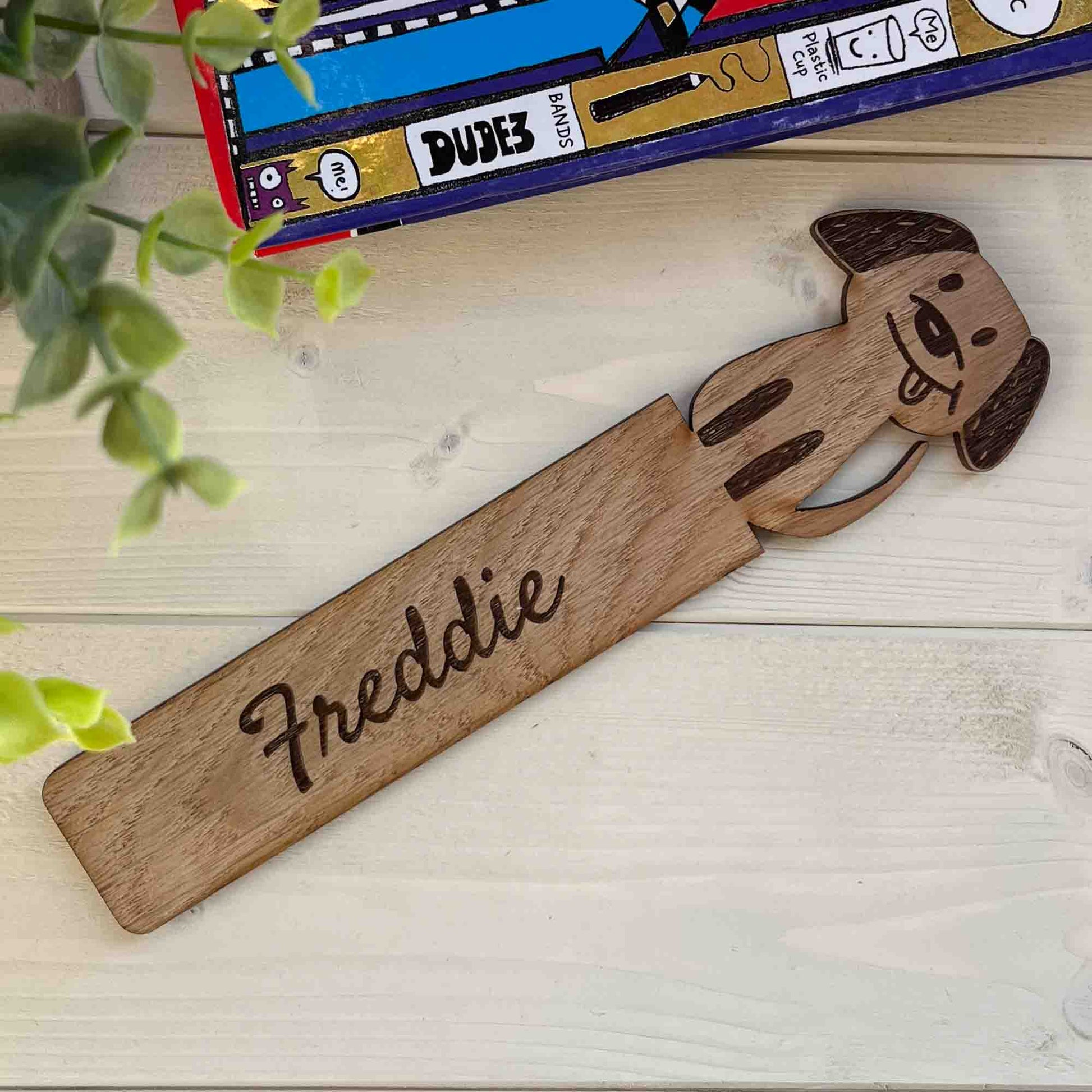 doggy bookmark personalised with name