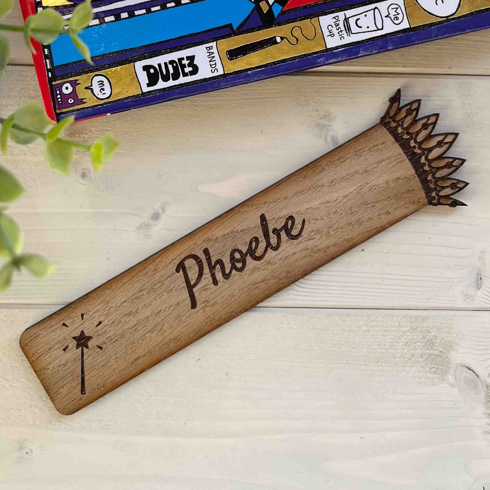 back to school bookmark with crown at the end