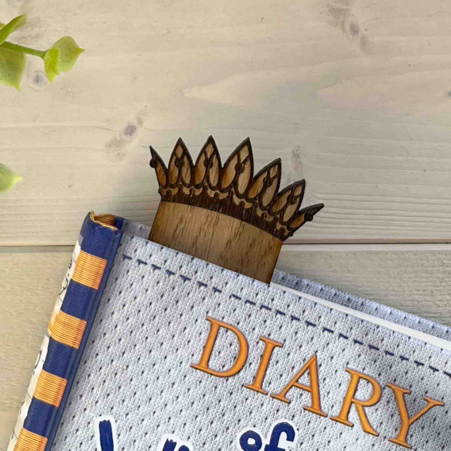 crown bookmark in a book