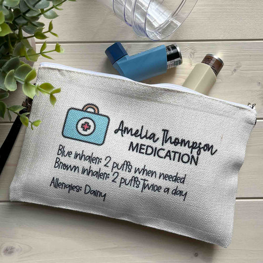 personalised medicial bag with name and instructions on how to use medication