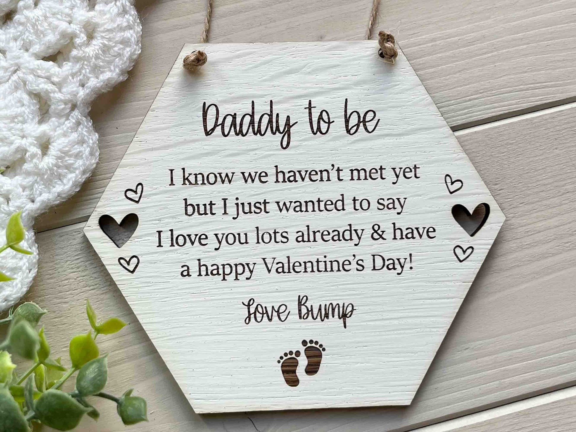 daddy to be valentines sign plaque