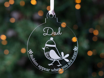 christmas robin memorial bauble