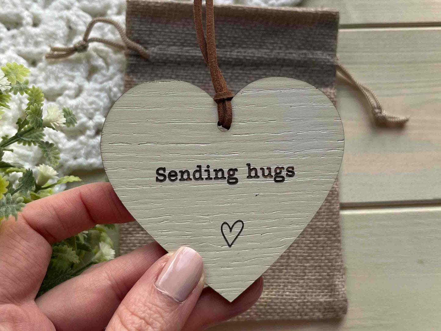 Sending Hugs Message Heart Keepsake