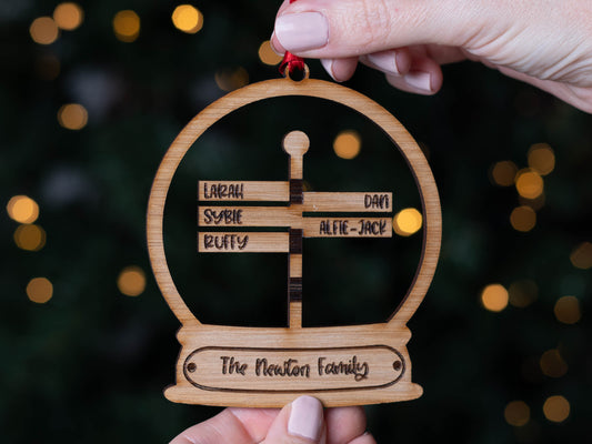 Personalised Family Christmas Signpost Bauble, Family Christmas Decoration, Family Christmas Gift Keepsake