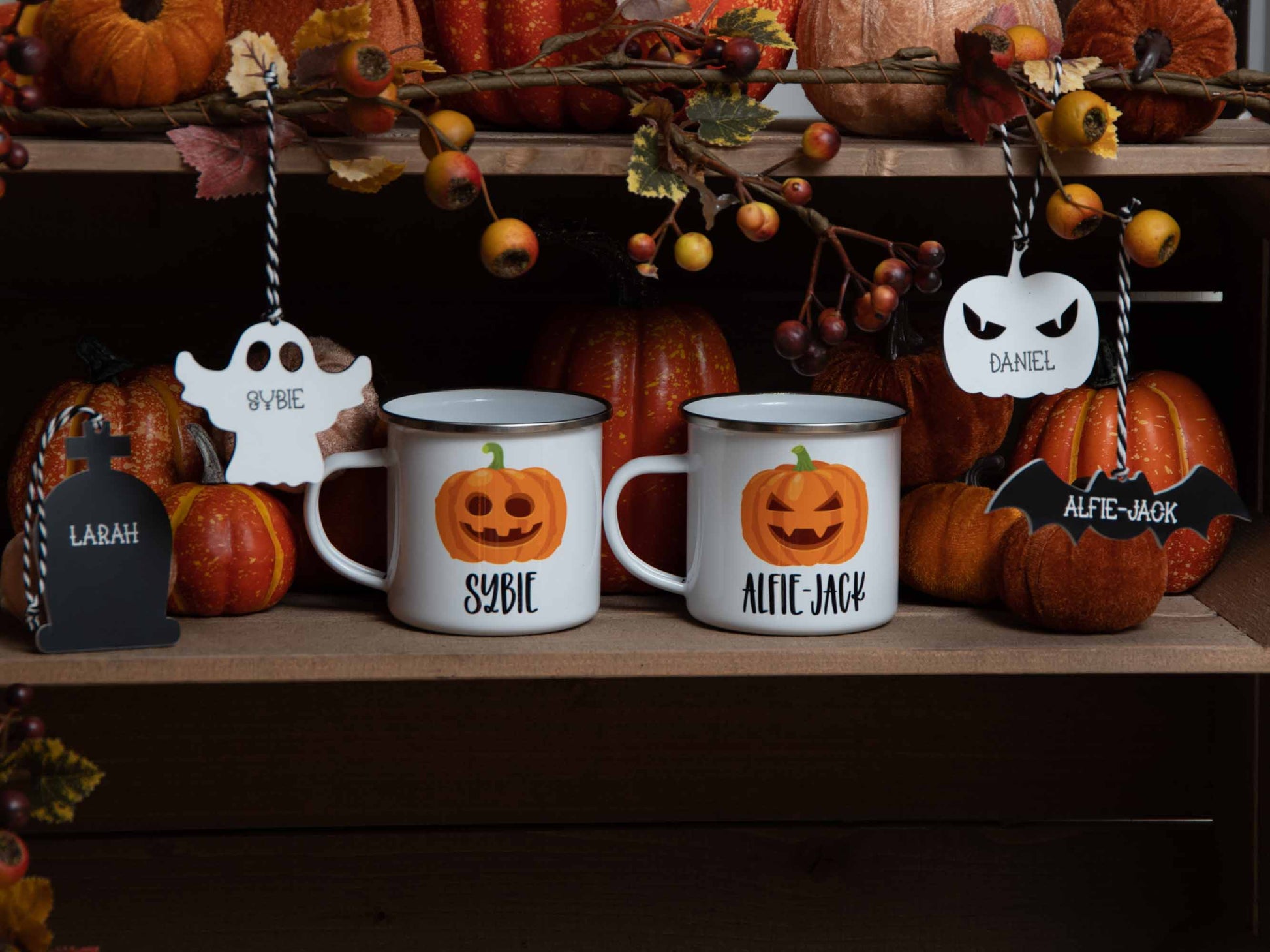 halloween mugs and decor
