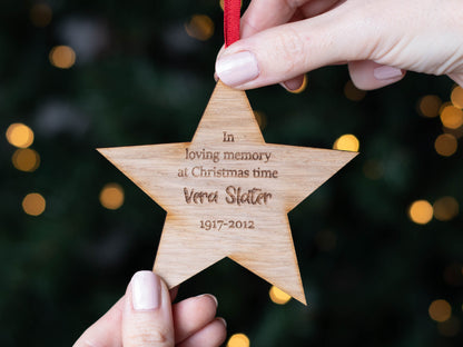 personalised wooden christmas memorial bauble