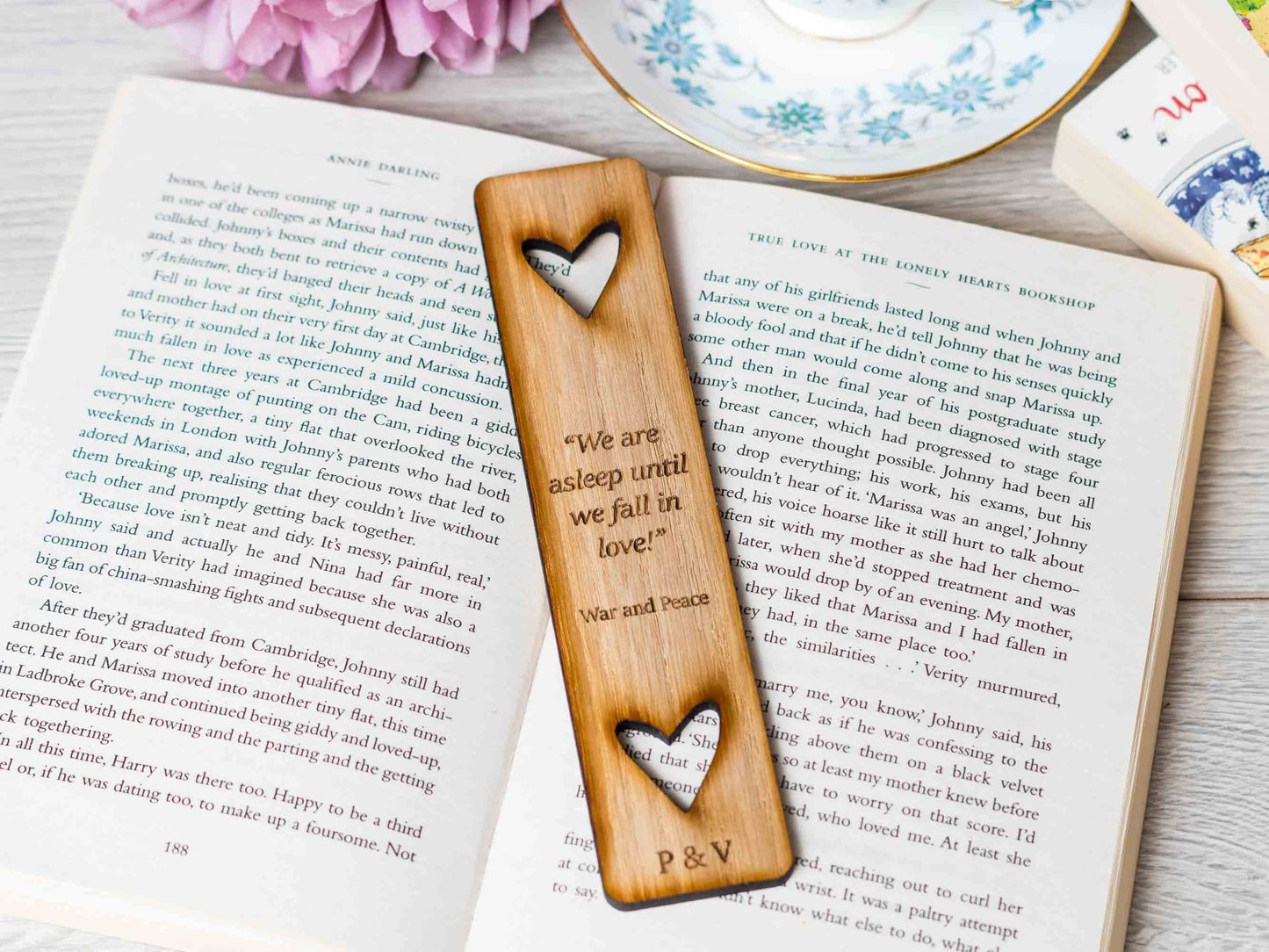 War and Peace quote on personalised bookmark