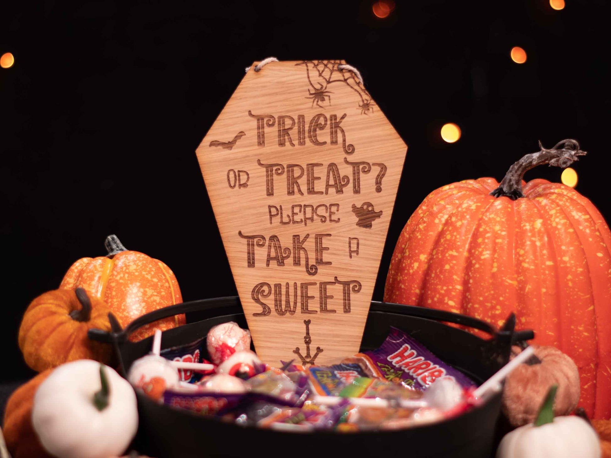 treat or treat, please take a sweet sign