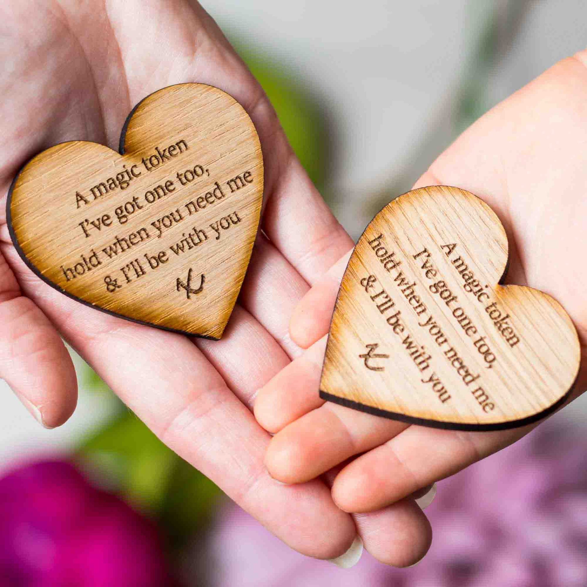Wooden Little Pocket Hug Heart Tokens for Loved Ones in need of a Hug Gift  - Little Gifts With Love