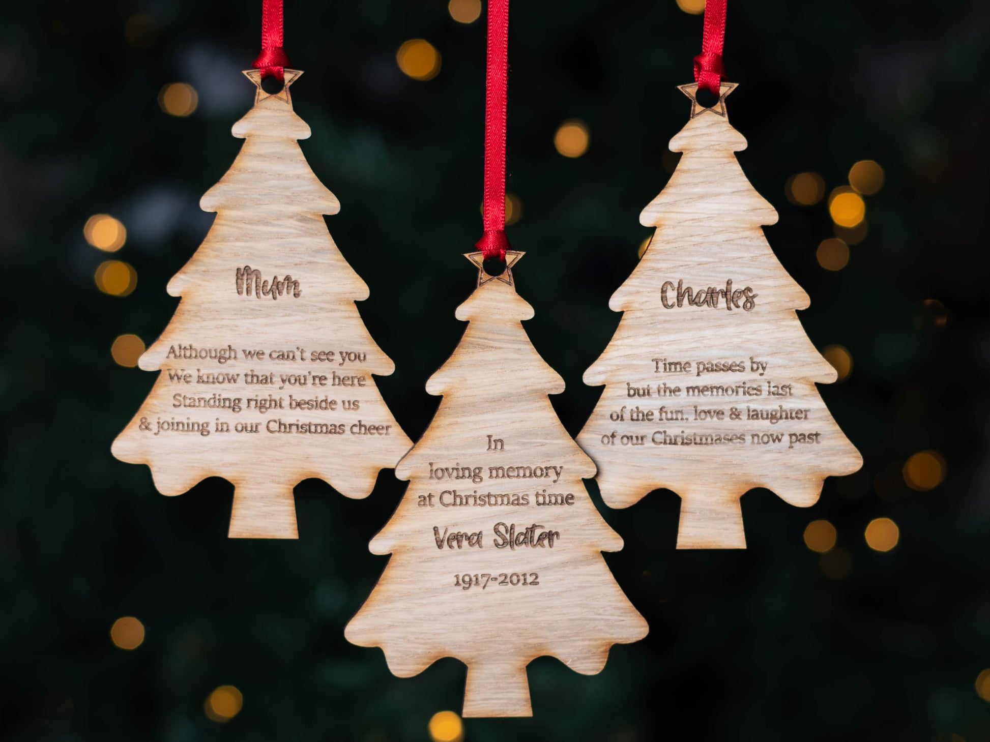 PERSONALISED WOODEN MEMORIAL BAUBLE