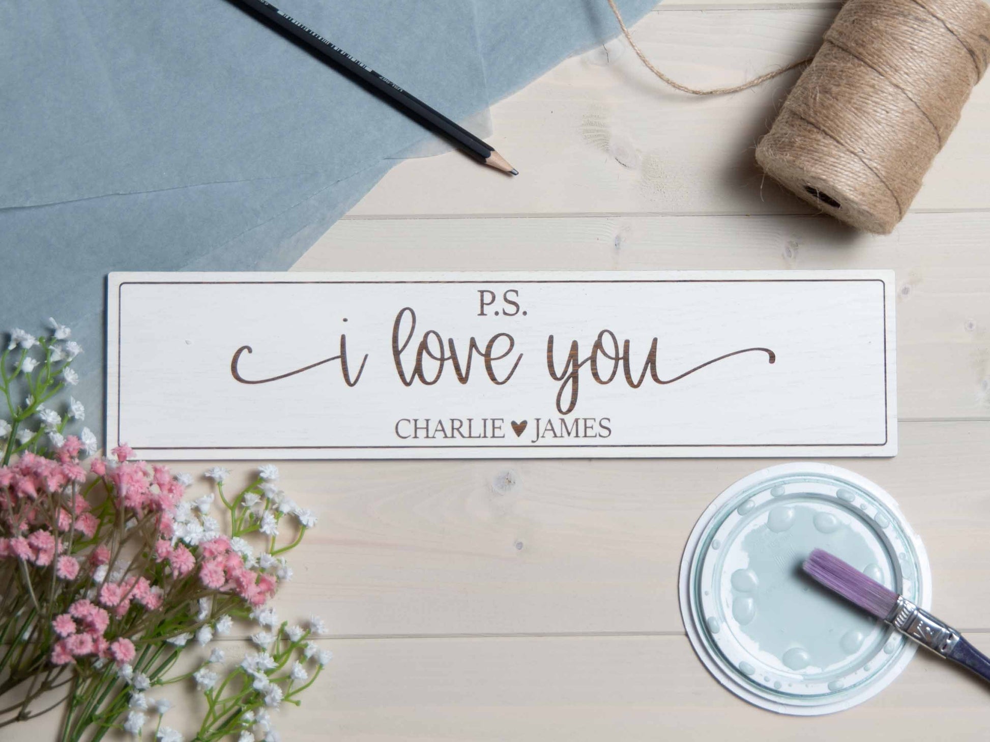 ps i love you sign plaque